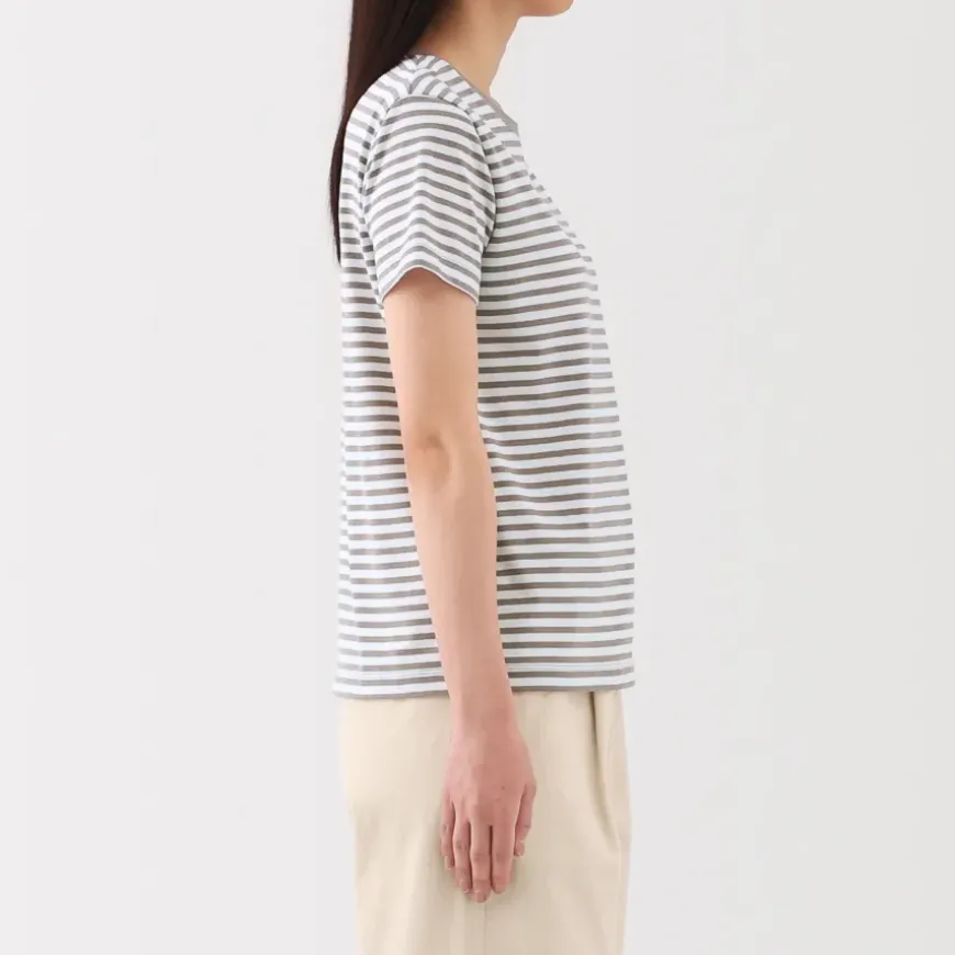 Women's Jersey Crew Neck Short Sleeve Striped T-Shirt