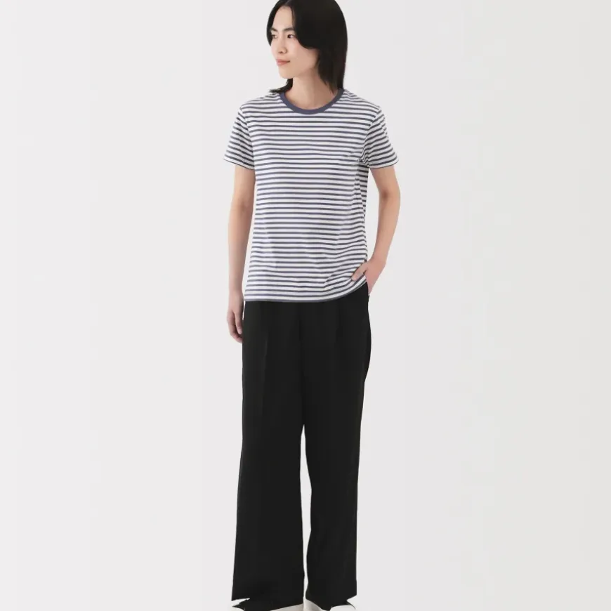 Women's Jersey Crew Neck Short Sleeve Striped T-Shirt