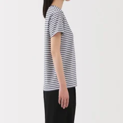 Women's Jersey Crew Neck Short Sleeve Striped T-Shirt