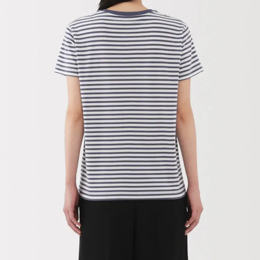 Women's Jersey Crew Neck Short Sleeve Striped T-Shirt