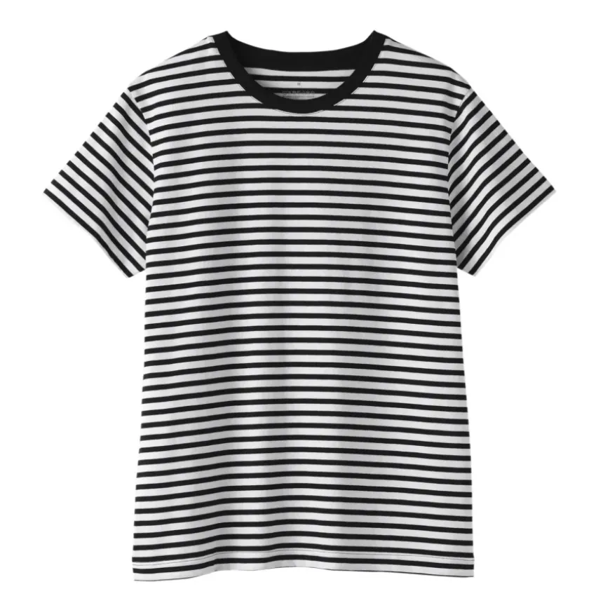 Women's Jersey Crew Neck Short Sleeve Striped T-Shirt