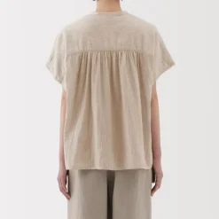 Women's Kapok Blend Double Gauze Short Sleeve Striped Blouse
