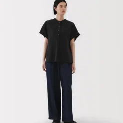 Women's Kapok Blend Double Gauze Short Sleeve Blouse