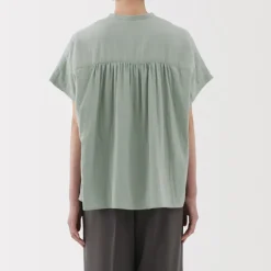 Women's Kapok Blend Double Gauze Short Sleeve Blouse