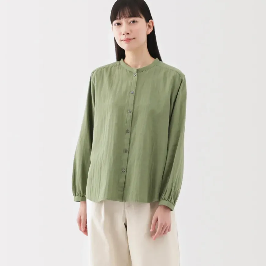 Women's Kapok Blend Double Gauze Long Sleeve Blouse