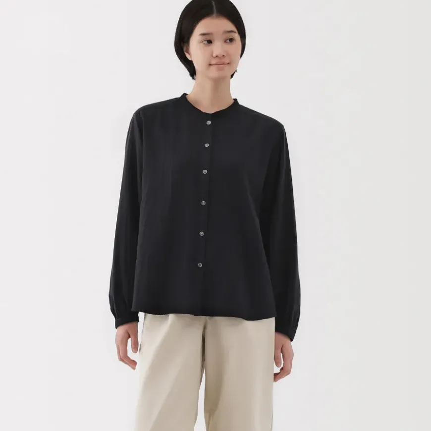 Women's Kapok Blend Double Gauze Long Sleeve Blouse