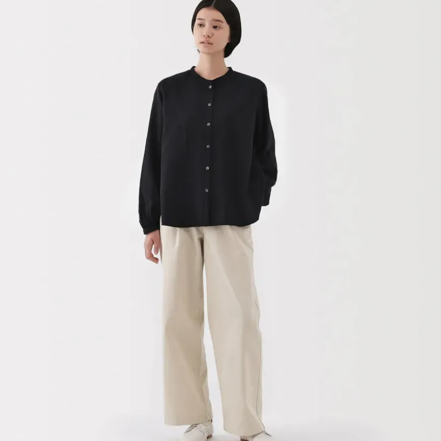 Women's Kapok Blend Double Gauze Long Sleeve Blouse