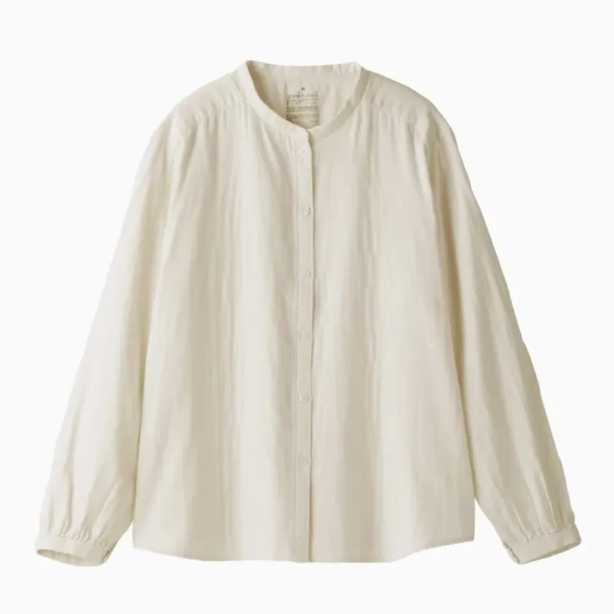 Women's Kapok Blend Double Gauze Long Sleeve Blouse