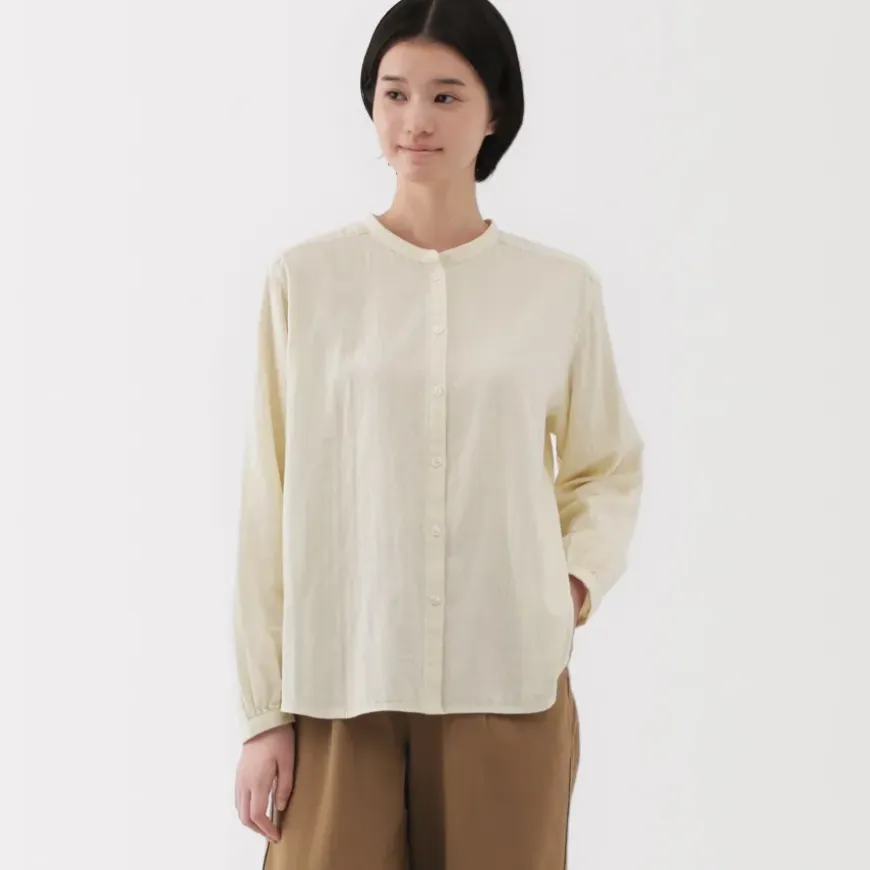 Women's Kapok Blend Double Gauze Long Sleeve Blouse