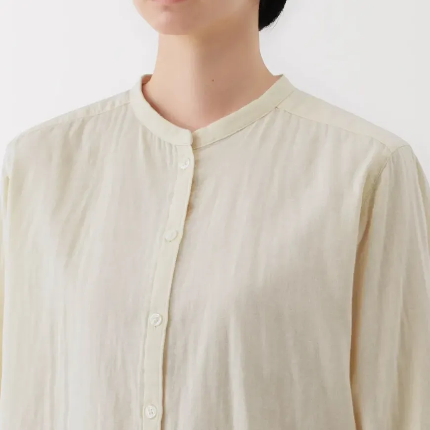 Women's Kapok Blend Double Gauze Long Sleeve Blouse