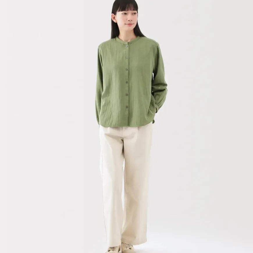Women's Kapok Blend Double Gauze Long Sleeve Blouse