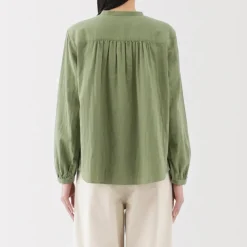 Women's Kapok Blend Double Gauze Long Sleeve Blouse