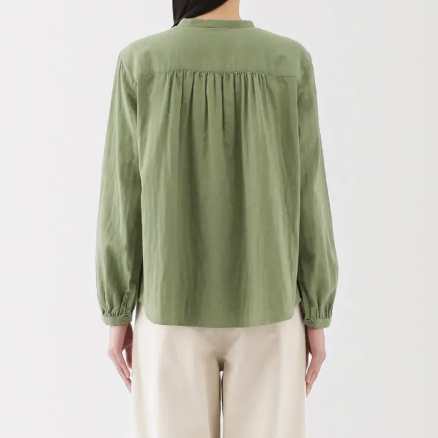 Women's Kapok Blend Double Gauze Long Sleeve Blouse