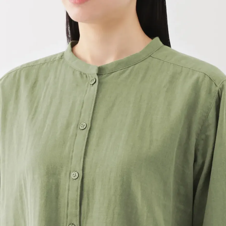 Women's Kapok Blend Double Gauze Long Sleeve Blouse