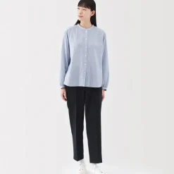Women's Kapok Blend Double Gauze Long Sleeve Striped Blouse
