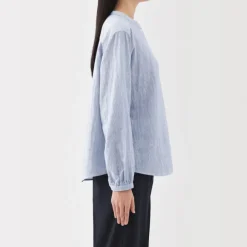 Women's Kapok Blend Double Gauze Long Sleeve Striped Blouse