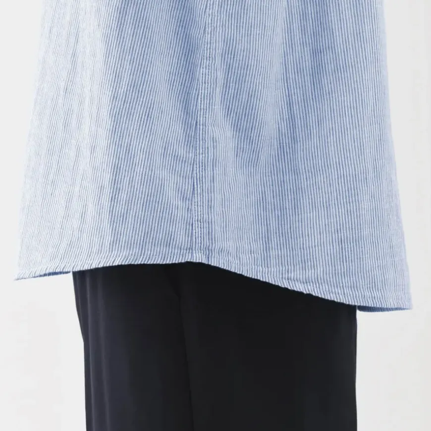 Women's Kapok Blend Double Gauze Long Sleeve Striped Blouse