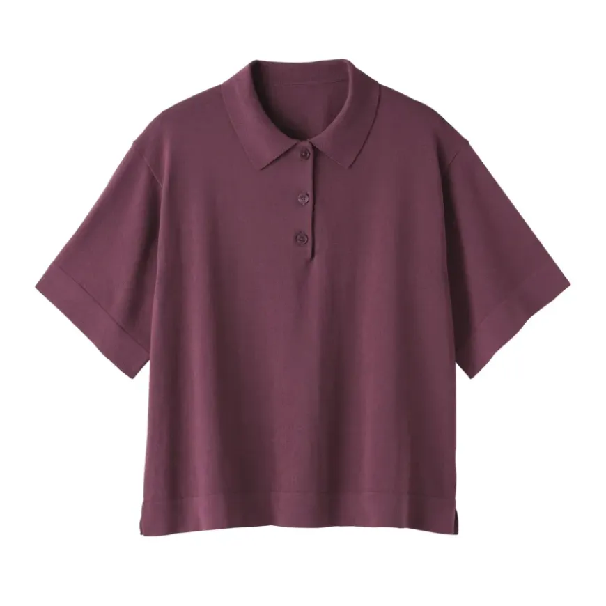 Women's Light Knit Short Sleeve Polo Jumper
