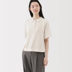 Women's Light Knit Short Sleeve Polo Jumper