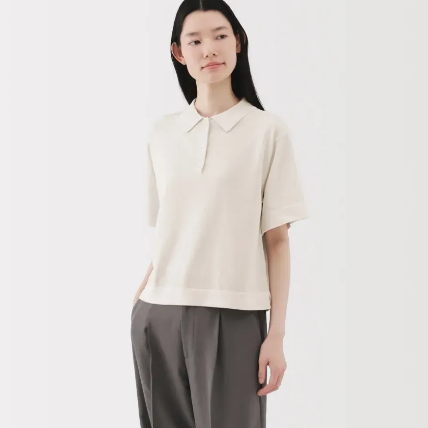 Women's Light Knit Short Sleeve Polo Jumper