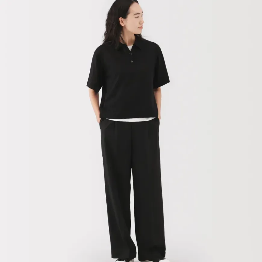 Women's Light Knit Short Sleeve Polo Jumper
