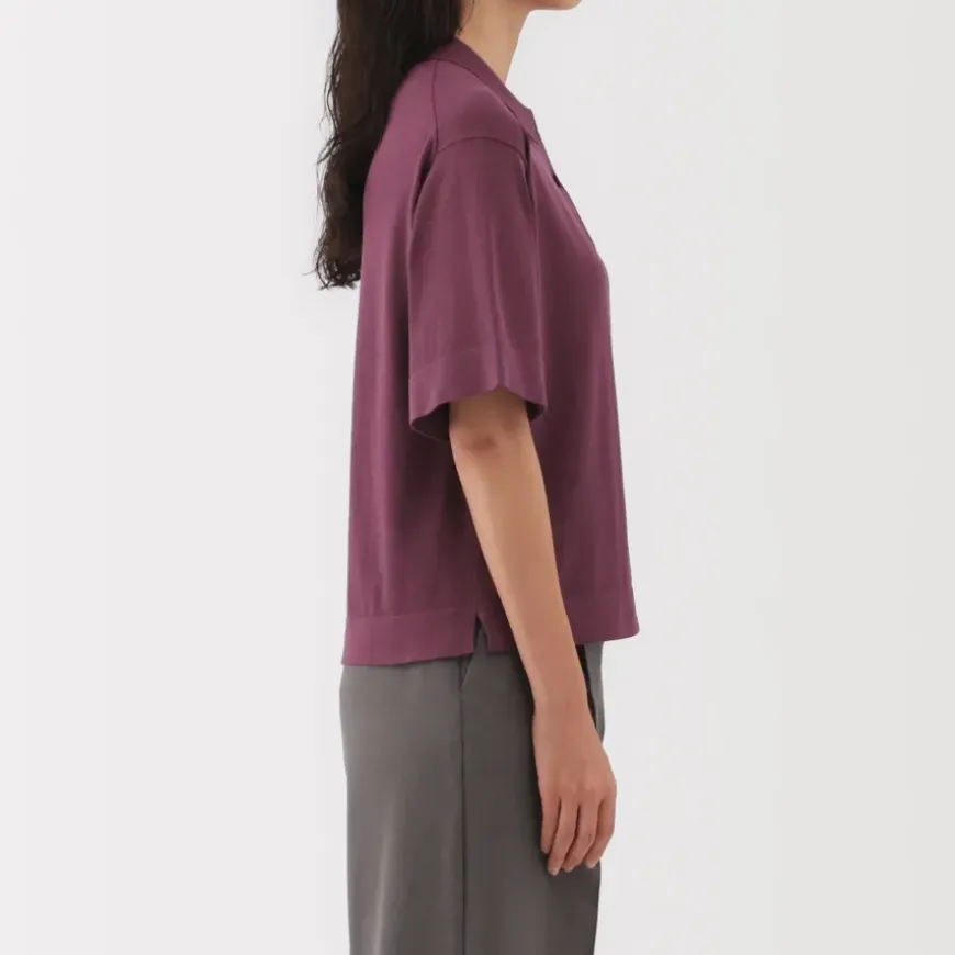Women's Light Knit Short Sleeve Polo Jumper