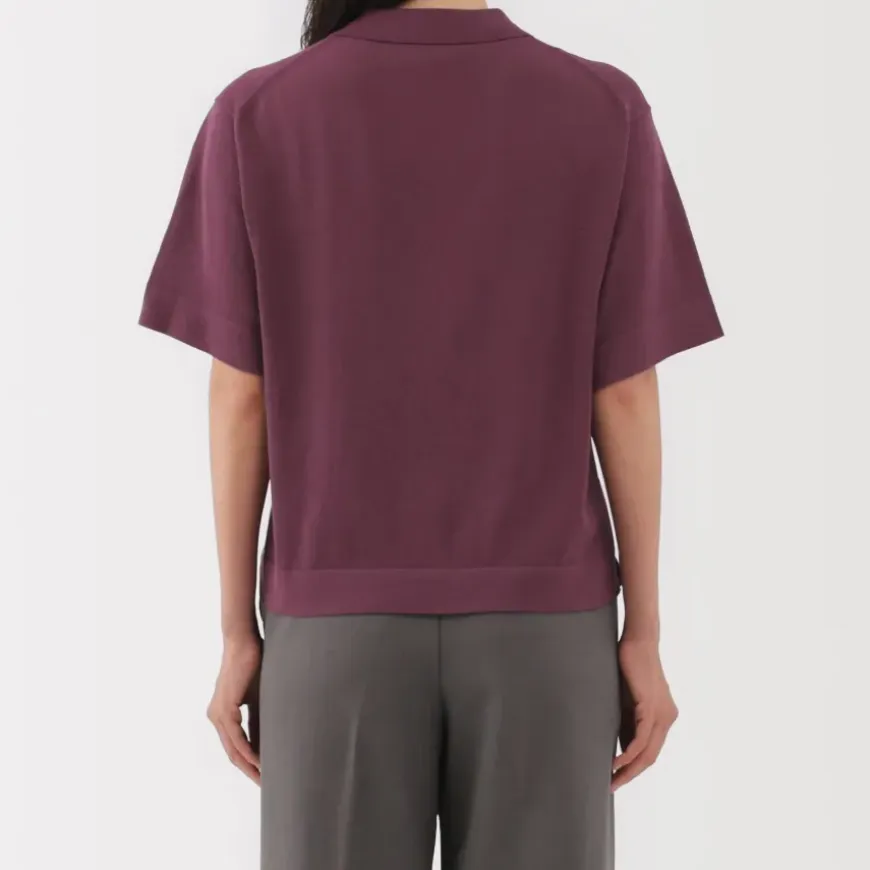 Women's Light Knit Short Sleeve Polo Jumper