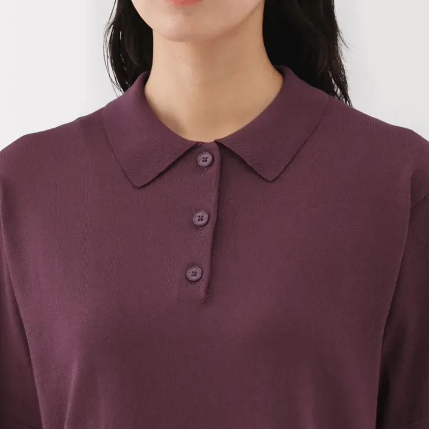 Women's Light Knit Short Sleeve Polo Jumper