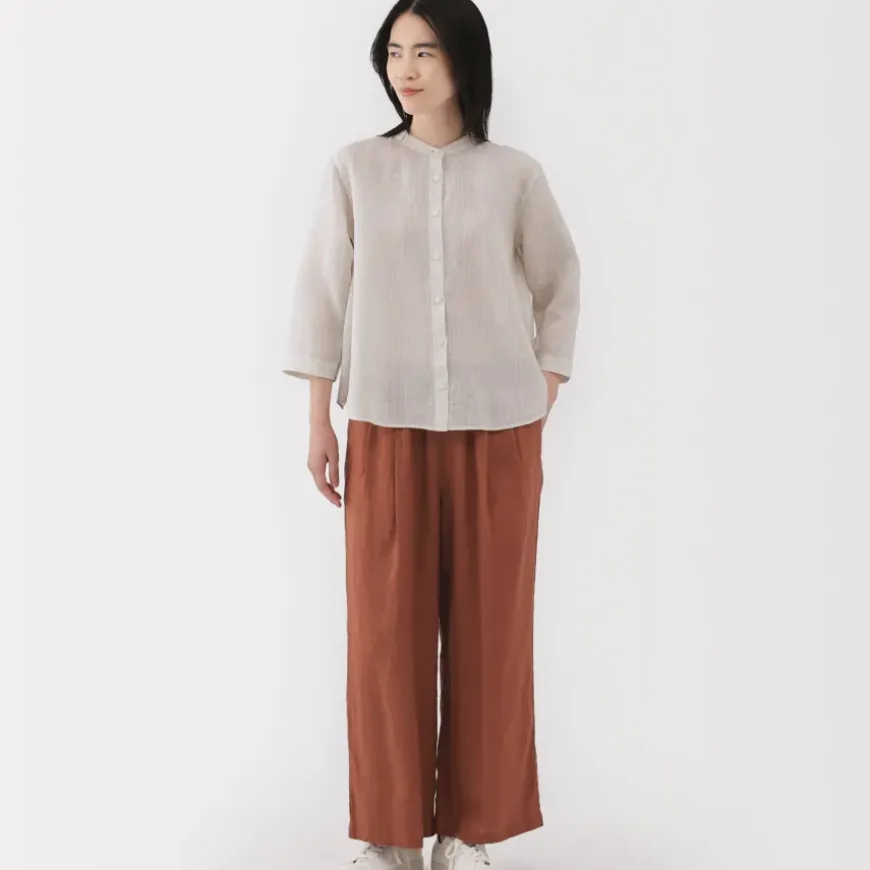 Women's Linen 3/4 Sleeve Striped Blouse