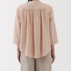 Women's Linen 3/4 Sleeve Striped Blouse