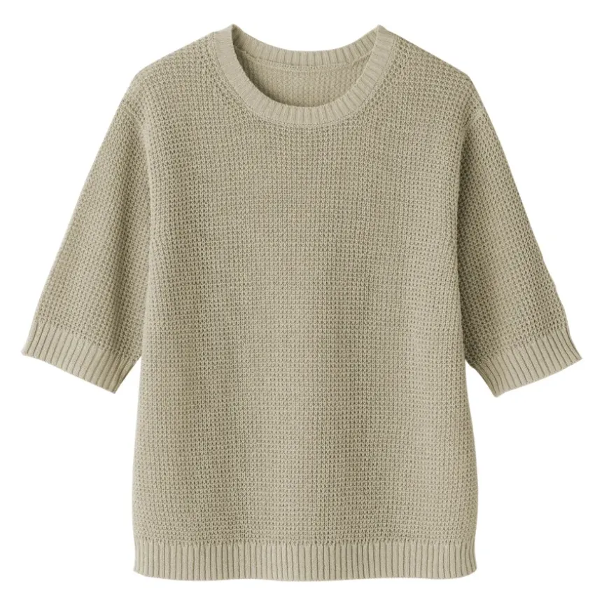 Women's Linen Blend Half Sleeve Sweater