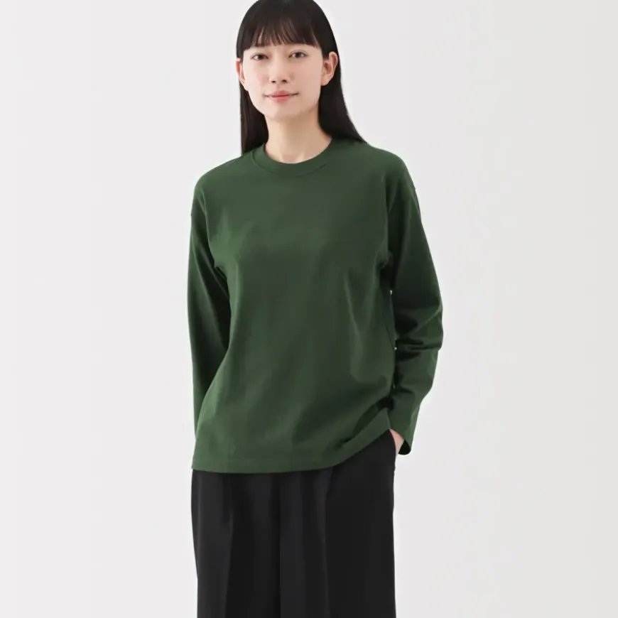 Women's 2-Ply Jersey Crew Neck Long Sleeve T-Shirt
