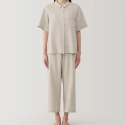 Women's Side Seamless Crepe Gauze Short Sleeve Pajamas