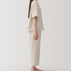 Women's Side Seamless Crepe Gauze Short Sleeve Pajamas