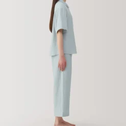 Women's Side Seamless Crepe Gauze Short Sleeve Pajamas