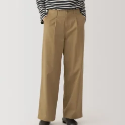 Women's Slub Yarn Chino Darted Wide Pants