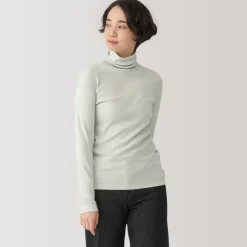 Women's Soy Fiber Blend Ribbed Turtleneck Long Sleeve T-Shirt