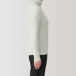 Women's Soy Fiber Blend Ribbed Turtleneck Long Sleeve T-Shirt