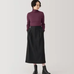 Women's Soy Fiber Blend Ribbed Turtleneck Long Sleeve T-Shirt