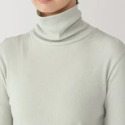 Women's Soy Fiber Blend Ribbed Turtleneck Long Sleeve T-Shirt