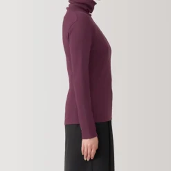 Women's Soy Fiber Blend Ribbed Turtleneck Long Sleeve T-Shirt