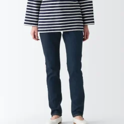 Women's Stretch Denim Slim Pants Dark Navy (L 30inch / 75cm)