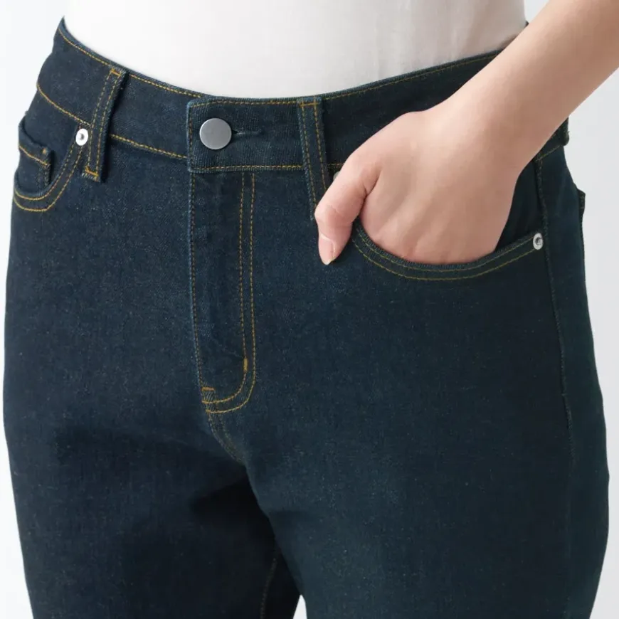 Women's Stretch Denim Slim Pants Dark Navy (L 30inch / 75cm)