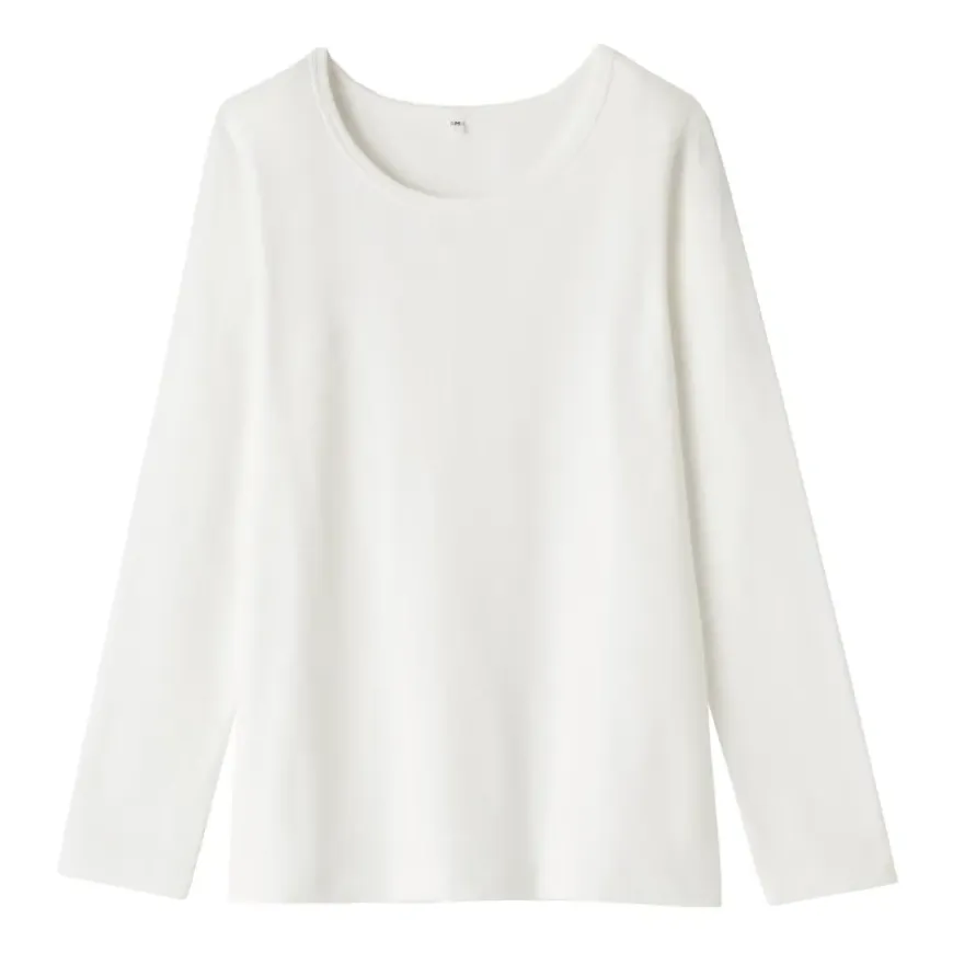 Women's Stretch Ribbed Crew Neck Long Sleeve T-Shirt