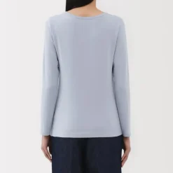 Women's Stretch Ribbed Crew Neck Long Sleeve T-Shirt
