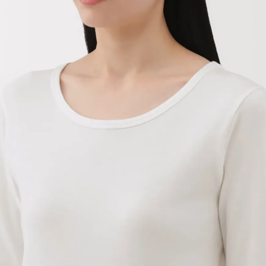 Women's Stretch Ribbed Crew Neck Long Sleeve T-Shirt