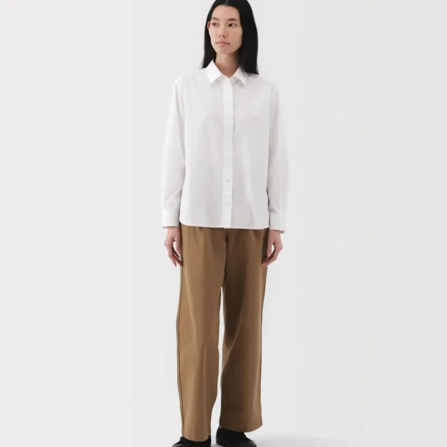 Women's Washed Broadcloth Regular Collar Long Sleeve Shirt