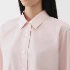 Women's Washed Broadcloth Regular Collar Long Sleeve Striped Shirt