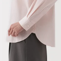 Women's Washed Broadcloth Regular Collar Long Sleeve Striped Shirt