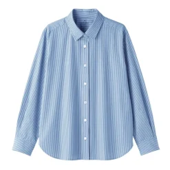 Women's Washed Broadcloth Regular Collar Long Sleeve Striped Shirt